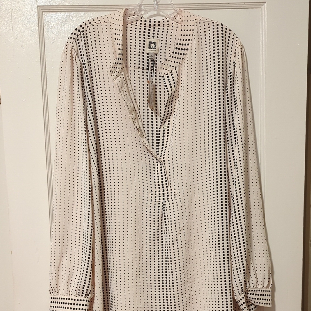 Women's Black and White Polka Dot Blouse